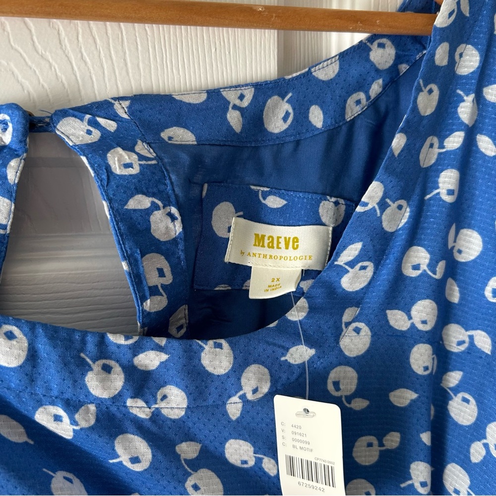 Anthropologie Maeve Square-Neck Crop Top Blue Blouse Top Size 2X NWT - Picture 5 of 13